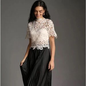 Anthropologie White Lace Cutout Blouse (Forever That Girl)